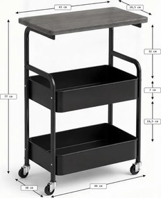Masuta de colt pe roti NEXORA 77x43 cm, neagra