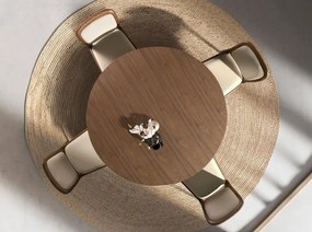 Masa rotunda moderna cu blat din furnir natural de nuc Walnut 1163