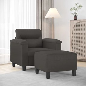 3153680 vidaXL Fotoliu canapea cu taburet, gri, 60 cm, piele ecologică