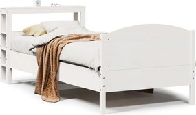 vidaXL Cadru de pat fără saltea, alb, 75x190 cm, lemn masiv de pin