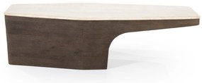 Masuta laterala Luna din lemn de mango si travertin 128x63x36 cm