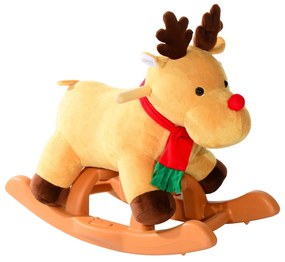 HomCom Renna a Dondolo in Peluches per Bambini, 61x29x45cm
