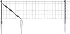 vidaXL Gard cu Stâlp Gri 0,8 x 25 m Oțel și PVC