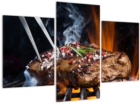 Tablou cu steac pe grill (90x60 cm)
