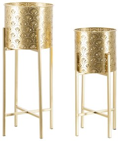 Set 2 suporturi pentru ghivece Mauro Ferretti Golvy, înălțime 52 cm, auriu