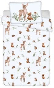 Lenjerie de pat pentru copii albă-maro din bumbac pentru pătuț 100x135 cm Forest Animals – Jerry Fabrics