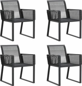 vidaXL Scaune de grădină, 4 buc., negru, poliratan
