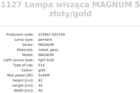 Candelabru cu 5 brate design modern Magnum auriu