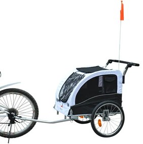 PawHut Cărucior tip Remorcă pentru Câini pentru Bicicletă, Alb și Negru | Aosom Romania