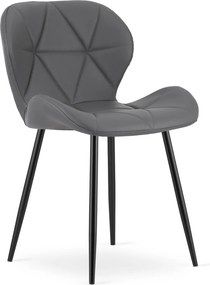 OFERTA Scaun de dining MANGO din piele ecologica cu picioare negre, gri clasa a II-a