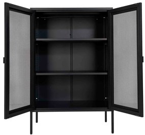 Dulap Melbourne, metal negru, 2 uși cu plasă, 80x40x120 cm