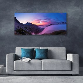 Tablou pe panza canvas Munții Peisaj Negru Violet