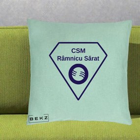 Perna Personalizata CSM Ramnicu Sarat Fotbal, 40x40 cm, Verde Menta, Husa Detasabila, Perna Inclusa, BEKZ®