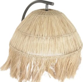 Lampă de podea, stil industrial artizanal, culoare natur, din lemn de tec și fier, „Teak”