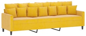348901 vidaXL Canapea cu 3 locuri, galben, 210 cm, catifea