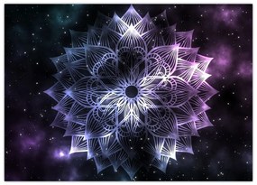 Tablou pe sticlă - Mandala Lotus în spațiu (70x50 cm)