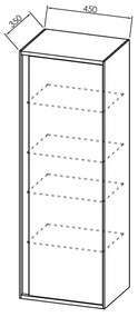 Dulap inalt suspedat Kolpasan, Pandora, 130cm, lemn