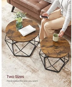 Set De 2 Masute De Cafea, Maro Rustic Si Negru