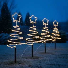 Set de 4 lumini de Crăciun albe în formă de brad cu LED IP44 - Puno