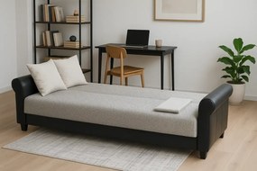 Canapea extensibila 3 loc cu spatiu de depozitare – stofa negru si bej – Country