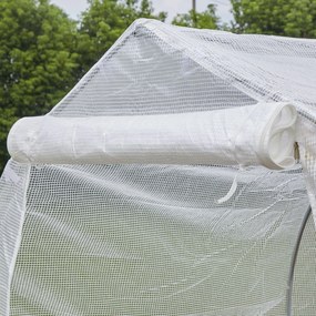 Outsunny Seră de Grădină a Tunnel 4x2x2 m cu Uși Rulabile și 6 Ferestre, Seră pentru Grădină cu Acoperiș înclinat, Structură din Metal și Acoperire PE, pentru Grădinărit Legume Flori Fructe, Alb | Aosom Romania