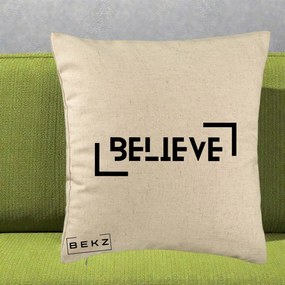 Perna Decorativa Believe Minimalist, 40x40 cm, Bej, Husa Detasabila, Perna Inclusa, BEKZ®