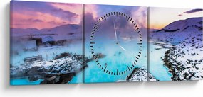 Tablou - Laguna albastră din Islanda (cu ceas) (90x30 cm)