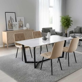 Scaun living din catifea cu picioare metalice BUC 210 bej