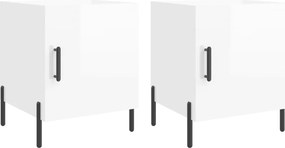 vidaXL Noptiere, 2 buc., alb extralucios, 40x40x50 cm, lemn compozit