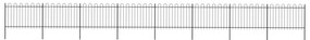 Gard de gradina cu varf curbat, negru, 13,6 x 1,2 m, otel 1, 1.2 m, 13.6 m