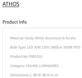 Plafoniera LED design minimal ATHOS 48x48cm