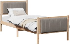 vidaXL Cadru de pat Maroniu și taupe 75 x 190 cm Lemn masiv de pin