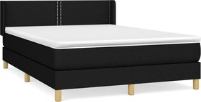 vidaXL Pat box spring cu saltea, negru, 140x190 cm, textil