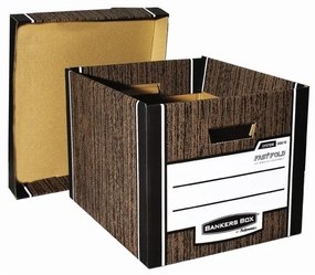 Container de dosar Fellowes Bankers Box Woodgrain 2 buc/pachet, maro