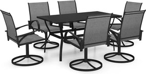 vidaXL Set mobilier de grădină, 7 piese, textilenă și oțel