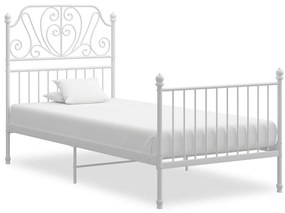vidaXL Cadru de pat, alb, 100x200 cm, metal