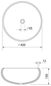 Chiuvetă neagră rotundă din sticlă ø 42 cm Gaviota – Sapho