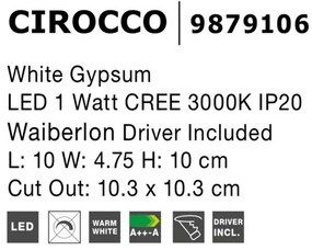 Spot LED incastrabil ideal pentru iluminat scara sau hol CIROCCO, 10x10cm NVL-9879106