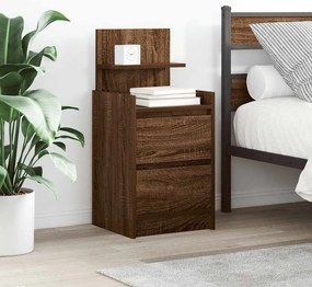vidaXL Noptiere cu 2 sertare 2 buc Stejar maro 38x34x80 cm