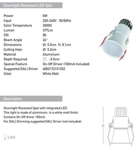 Spot LED incastrabil Trimless alb 6W 3000K