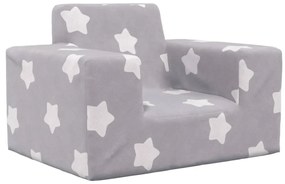 341809 vidaXL Canapea pentru copii, gri deschis cu stele, pluș moale