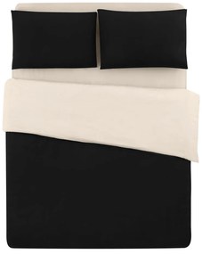 Lenjerie de pat neagră-crem din bumbac pentru pat dublu-extins și cearceaf 200x220 cm – Mila Home