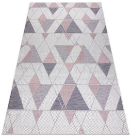 Covor SISAL SION Geometric, triunghiurile 3006 țesute plate ecru / roz