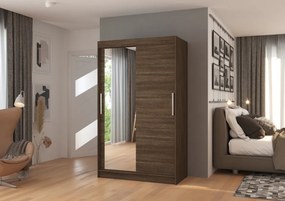 Dulap cu usi glisante si oglinda 120x200 cm, Bario, ADRK Furniture (Culoare: Sonoma)