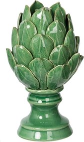 Decoratiune de masa, verde, din ceramica, forma de anghinare, Artichoke
