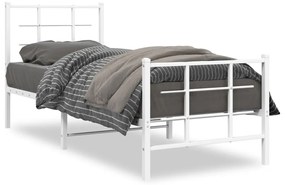 355619 vidaXL Cadru de pat metalic cu tăblie de cap/picioare, alb, 80x200 cm