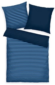 Lenjerie de pat din bumbac Tom Tailor Dark Navy & Cool Blue, 200 x 220 cm, 2 buc 80 x 80 cm