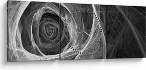 Tablou - Abstract trandafir negru și alb (cu ceas) (90x30 cm)