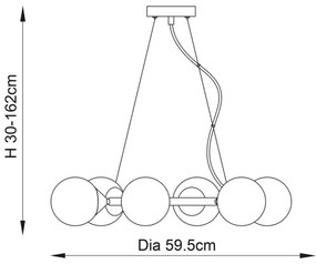 Endon 106390 - Lustră suspendată pe cablu OTIS 6xG9/3W/230V, aurie