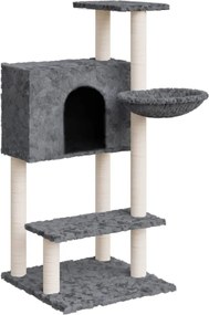 vidaXL Ansamblu pisici, stâlpi din funie sisal, gri închis, 108,5 cm